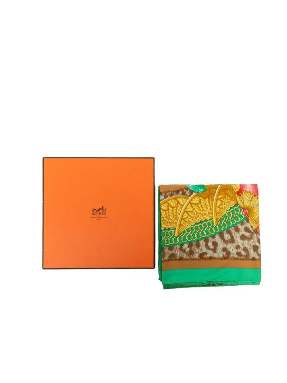 Hermes Carre 90 Casques Et Plumets Faceless Helmet Scarf Large Green Multicolor - Picture 9 of 9